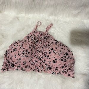 Victoria’s Secret Pink Lace Bralette with Black Floral Design